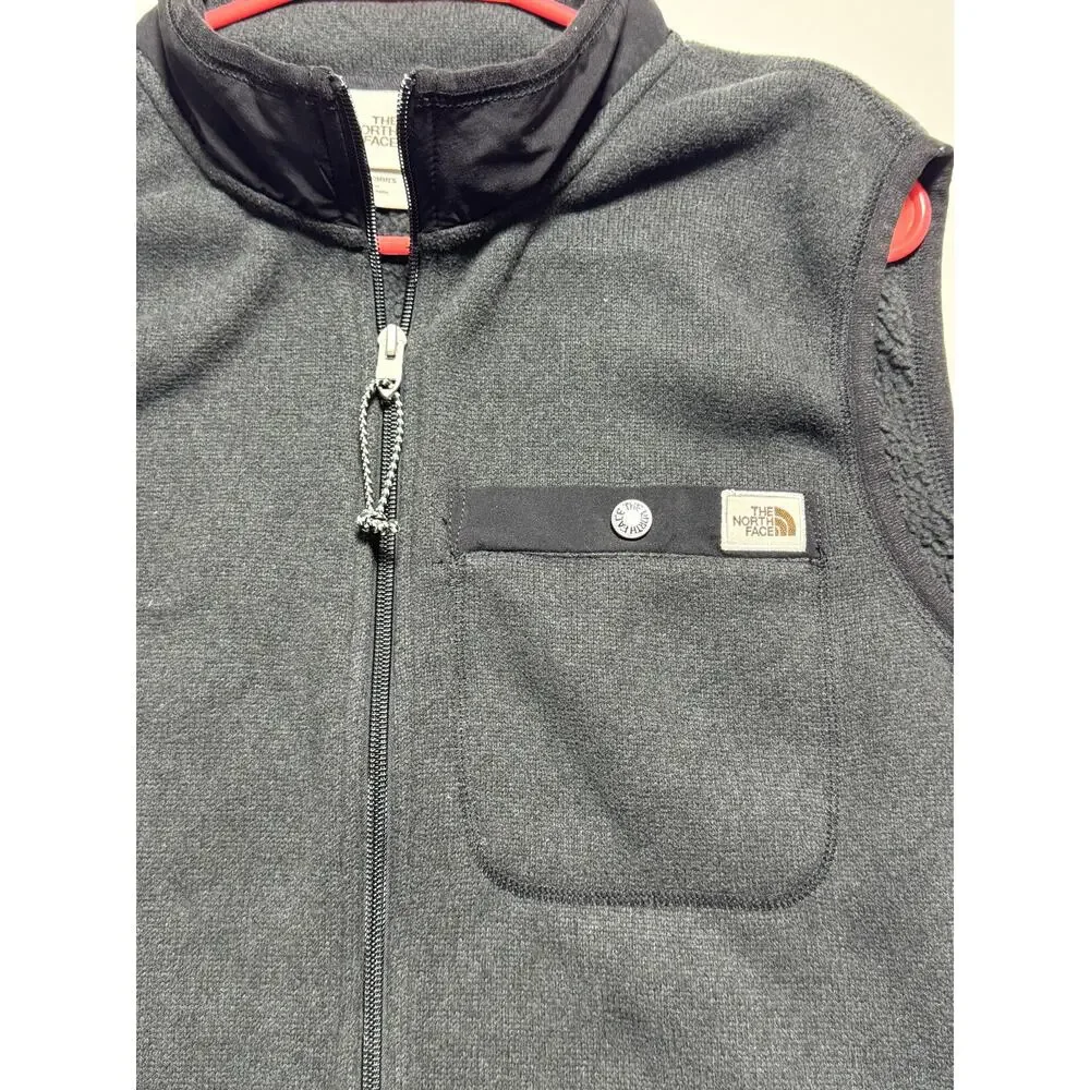 The North Face Mens Hommes Dark Gray fleece Zip up Vest Size Large.